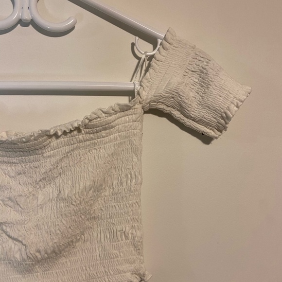 Ribbed Strapless White Crop Top - Picture 2 of 4